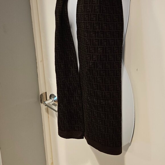Fendi Wool Scarf, Brown & Black,  Classic Style - Picture 8 of 8